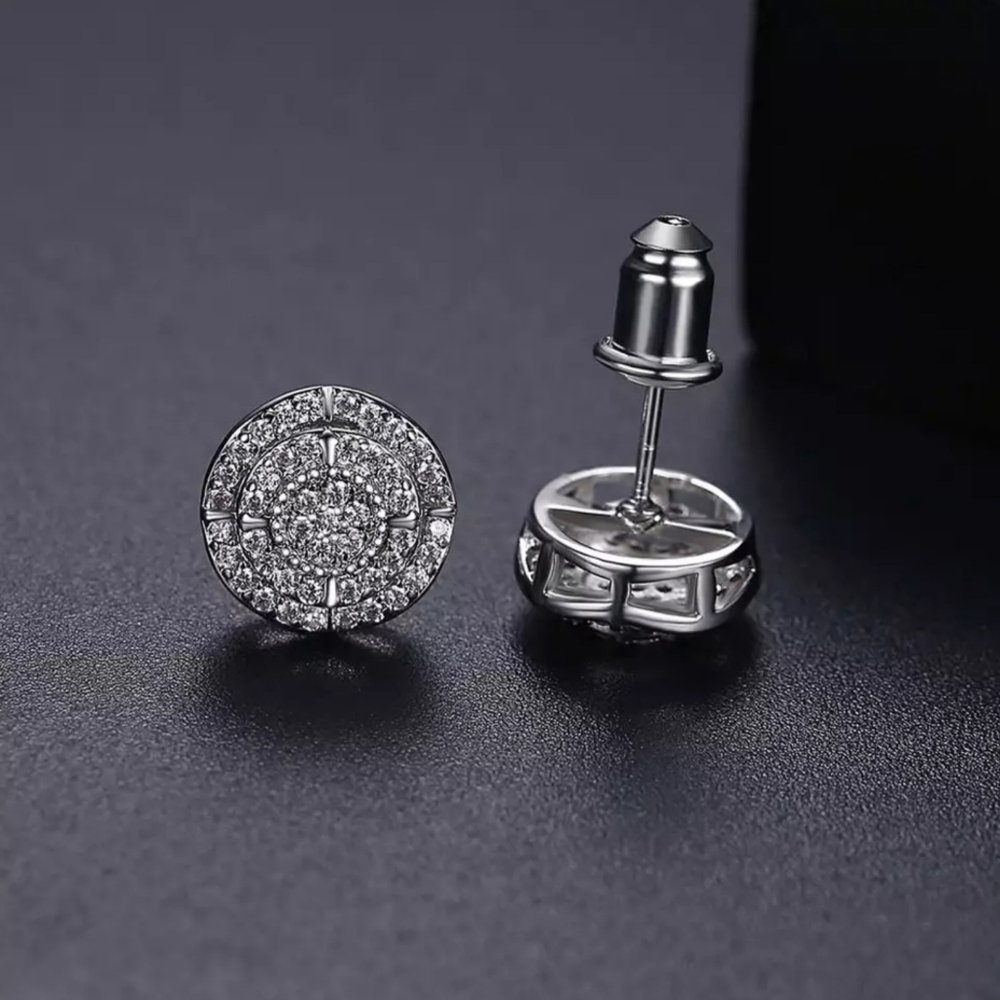 Iced Out Stud silver Earrings